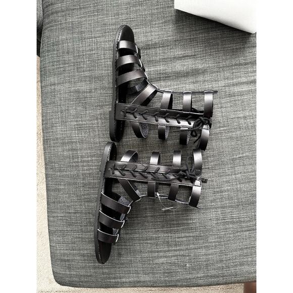 New Torrid Black Faux Leather Cage Lace Up Zip Up Gladiator Sandals Women's 7WW - Picture 5 of 7